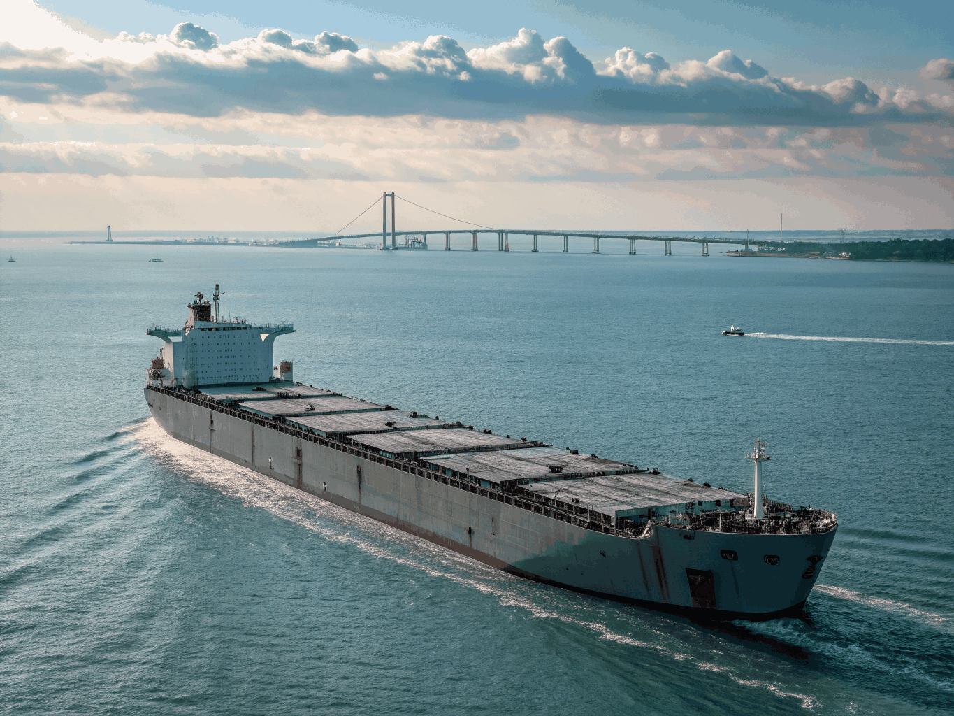 Bulk carrier vessel navigating open waters